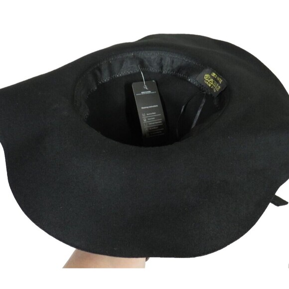 Bienvenu Women's Black Wool Wide Brim Floppy Hat NEW - Picture 6 of 12